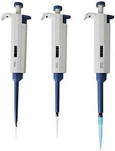 Starter Set of 3 Variable Volume Single Channel Pipettes, Adjustable Pipettors, 0.5-10, 10-100, 100-1000 microliter