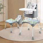 R for Rabbit Cherry Berry Grand Baby High Chair, 4 in 1 Convertible High Chair Cum Booster Seat, Baby Feeding Chair, Toddlers from 6 Months-7 Years, Study Table & Booster Chair (Teddy Grey)