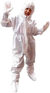 Children Disposable Protective Coverall with Elastic Wrists, Ankles and Hood, Non-Porous Anti-Dust Ventilation Suit for Kids +Protective Shoe Covers，M (110-130cm)