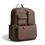 Itzy Ritzy Utility Diaper Bag Backpack – Features 17 Pockets (Including 2 Insulated Bottle Holders) & Trolley Sleeve and Includes Stroller Straps & Changing Pad – Part of the Belong Collection (Mocha)