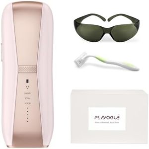 PLAVOGUE Laser Hair Removal for Men and Women, Safe at Home, Long-Lasting, Pink, Rechargeable, Ice-Cooling Touch, Bikini Mode, Unisex-Adults