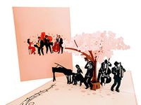 iGifts And Cards Smooth Jazz Band 3D Pop Up Greeting Card - Music Lovers, Awesome, Under a Cherry Blossom, Notes, Inspirational, Cool, Half-Fold, Celebration, All Occasion, Happy Birthday, Anniversary