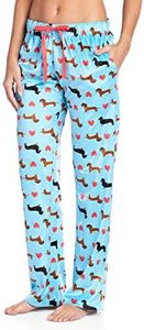 Ashford & Brooks Women's Plush Mink Fleece Pajama Sleep Pants - Turquoise Dog Love - X-Large