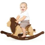 Belleur Rocking Horse for Kids 1-3 Years Old, Wooden Rocking Toy for Toddlers with Removable Fence for Indoor & Outdoor Activities, Baby Horse Riding Toy for Birthday & Visit Gifts