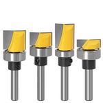 Baorder 1/4 Inch Shank Hinge Mortising Flush Trim Template Router Bit Set Door Hinge Router Bit with Top Bearing Milling Carbide Tipped Cutter Tool (4 Pack)