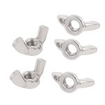 DealMux M8 Female Thread Stainless Steel Butterfly Wing Nut Fasteners Silver Tone 5pcs