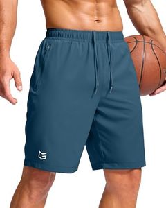 G Gradual Men's Athletic Running Shorts with Zipper Pockets Quick Dry 7"/ 5"/ 9" Workout Gym Shorts for Basketball Hiking(Dusty Blue,9S)