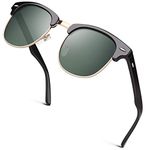 GQUEEN Horn Rimmed Half Frame Polarised Sunglasses Mens Womens UV400 Protection