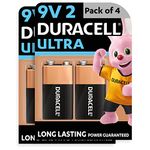 Duracell Ultra Alkaline 9V Batteries, Pack of 4