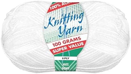 Yatsal 100% Acrylic 8-Ply Knitting Yarn 100 g, White