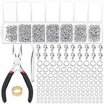 Paxcoo 1500Pcs Silver Jump Rings with Lobster Clasps and Jewelry Pliers for Jewelry Making Supplies Findings and Necklace Repair