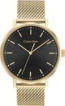 Calvin Klein Analogue Quartz Watch for Men with Gold Colored Stainless Steel mesh Bracelet - 25200049