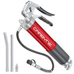 CARBYNE Heavy Duty Professional Quality Pistol Grip Grease Gun, 4500 PSI. Anodized Aluminum Barrel. Includes Both 12 inch Flex Hose and 6 inch Rigid Extension, 3-Way Loading