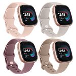 4 Pack Straps Compatible with Fitbit Versa 4 Strap/Versa 3 Straps/Fitbit Sense 2 Strap/Sense Strap for Women Men,Soft Sport Watch Strap Replacement for Fitbit Versa 4/3/Sense 2(S,Pack F)