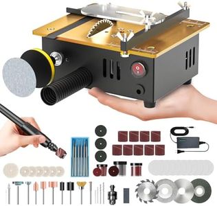 Super Mini Table Saw for Crafts,[Dual Motor & Switches] 7 Speeds MAX 200W Multifunctional Table Saw with 122+ Accessories, Cut/Engrave/Polish/Drill, Compact Design for Model Making, Gift for Creators