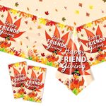 POPOYU 2Pcs Thanksgiving Plastic Tablecloth,54x108in Thanksgiving Tablecloth Maple Leaves Turkey Rectangle Waterproof Table Cover for Autumn Holiday Family Dinner Thanksgiving Party Decorations