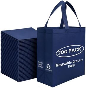 Simply Cool 200 Pack Old Navy Reusable Eco-Friendly Large Grocery Shopping Bags 14.5"x14"x6.6" Durable Recyclable Washable Foldable Portable Tote Bags Bulk