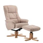 Morris Living Cairo Swivel Recliner Chair & Footstool in Wheat Lisbon Fabric