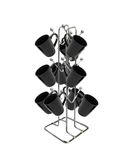 NH10 DESIGNS Silver Stainless Steel Tabletop Mount Cup Rack Hanging Shelves- Ideal For Kitchen, Coffee, And Tea Mug Display, Elegant Dining Table Cup Holder For 12 Cups (Pack Of1) (Nhsp)