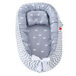 Blogiiup Baby Nest Pod 0-36Months, Baby Nest with Pillow Cotton Ergonomic 0-3 Age Breathable Portable Baby Nest Pod Detachable Washable Zip Lifting Handle Print Lounger with Strap Type6, Baby Nest