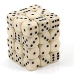 Chessex Chx25800 Dice-Opaque: 36d6 Ivory/Black Set