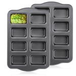 Lawei 2 Pack Mini Loaf Pan - 8 Cavity Non-Stick Mini Loaf Baking Tin Brownie Cake Pan Bread Pans Carbon Steel Baking Pan