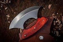 Custom Handmade D2 Chef Kitchen Ulu Knife Chef Knife Heavy Duty D2 Handle Rose Wood with Beautiful Leather Sheeth (Orange)