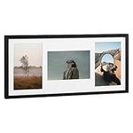 Navaris Picture Frame for 3 Photos - Multi Aperture Wall Hanging 3-Photo or Postcard Frame for 6x4 (10x15cm) Pictures - Collage Photo Frame for Wall