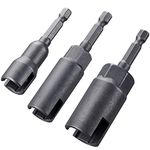 PAGOW 1/4" Hex Shank Upgraded Large Slotted Hurricane Wingnut Driver - Wing Nut Drill Bit Socket Tool for Panel Wing Nuts, Screws Eye C Hook & Q-Hanger, Steel (3 Pack 3 Size)