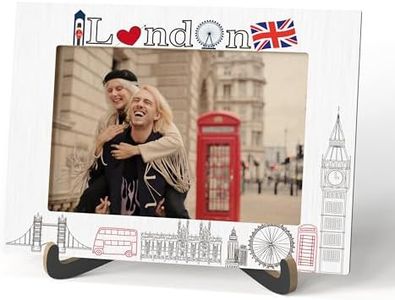 Qiwog London Photo Frame - London Tourist Attractions Wooden Desktop Photo Frame Decoration with Stand - Family Vacation, Honeymoon, Wedding or Anniversary Picture Frame -A03