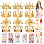 24pcs Foam Crowns Tiaras with Diamond Tattoo Sticker Make Your Own Princess Queen King Hats DIY Princess Party Supplies