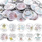 Huquary 50 Pcs Bible Verse Keychain Inspirational Keychains Bulk Acrylic Christian Quotes Sign Keychain Religious Bible Cross Floral Key Ring Christmas Gift for Women Teacher Coworker Friend