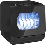 HOMCOM Table Top Dishwasher, Mini Countertop Dishwasher No Plumbing with Built-in 6L Water Tank, 6 Programs, Touch Control, LED Display, 4 Place Settings, Dual Water Supply and Fruit Wash, Black