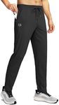 G Gradual Mens Sweatpants Zipper Pockets Tapered Track Athletic Slim Fit Pants for Running, Exercise, Workout, A- Black, Medium