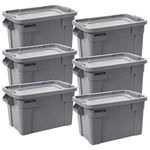 Rubbermaid Commercial Products FG9S3100GRAY Square Brute Tote Storage Bin with Lid, 20 Gallon, Gray (Pack of 6)