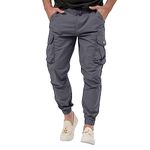 Mens Skinny Tapered Cargo Pants Slim Fit Casual Stretch Lightweight Ripstop Hiking Work Pants Basic Tactical Trousers with Multi Pockets(Grey,S)