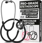 Vive Precision Dualhead Stethoscope - Dual Head Diaphragm Bell for Nurses, ER, Cardiology, Veterinary, Fetal Pediatrics Blood Pressure Kit - Double Barrel Chestpiece Device for Doctors, Students