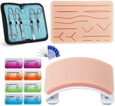 Alcedo Suture Practice Kit for Medical Students, Complete Kit (33 Pieces) Includes Arch-Shaped and Pre-Cut Wounds Pads, Tools Kit, and Suture Threads, Perfect for Practice and Education Demonstration