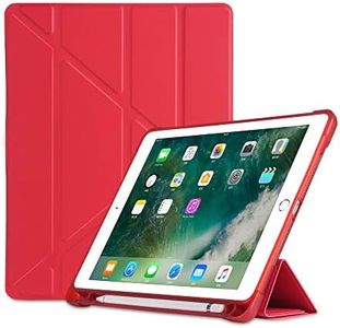 MadeRy Coque pour iPad 2018 & 2017 9.7" / iPad Pro 9.7" / iPad Air 2 / iPad Air, Smart Cover Case Housse Étui de Protection Ultra Fin Support Mise en Veille Automatique, Rouge