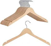 StorageWorks Wooden Hangers, Slim Natural Wood Hangers, Premium Solid Wood Clothes Hanger for Tank Top, T-Shirt, Strap Dress, 20 Pack, Natural Wood Color