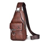 A-QMZL Sling Bags Mens Shoulder Bag Crossbody Bags Chest Bag PU Leather Waterproof Man Bags Women Travel Sling Bag Casual Backpack for Hiking,Cycling,Traveling