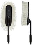 Amazon Brand - Solimo Super Soft Microfiber Car Duster for Car Cleaning and Dusting | Anti-Scratch | Lint-Free with PP | Handle Soft Foam Grip | 65 L x 15 W cm | White