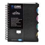 Cubic A5 Size 5-Sub Wiro Notebook, 300 Pages (Black)