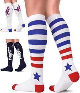 FuelMeFoot 3 Pack Compression Socks for Women & Men Circulation - Best for Medical, Running, Athletic, Independence Day