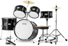 VEVOR Kids Drum Set, 5-Piece, 16 in Beginner Full Drum Set with Bass Toms Snare Floor Drum Adjustable Throne Cymbal Hi-Hat Pedal and Two Pairs of Drumsticks, Starter Drum Kit for Child Kids, Black