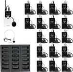 Retekess TT116 Wireless Tour Guide System, Tour Guide Headsets, Noise Reduction, 656ft, Whisper Systems with 18-Port Charger for Factory(1 Transmitter 17 Receivers)