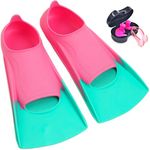 Nagiee Swim Fins, Kids Swim Flippers for Lap Swimming, Comfortable Silicone Flippers with Mesh Bag, Travel Size Swimming Flippers for Women Youth Adults