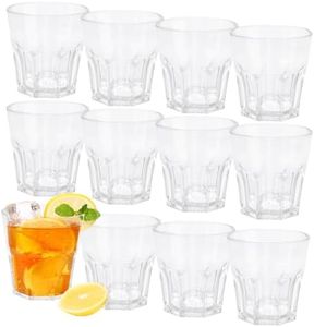 12 Pcs Plastic Drinking Glasses, Acrylic Coloured Water Tumblers, Unbreakable Plastic Cups, Kids Drinking Cups, Reusable Drinkware Tumblers for Children Kitchen Picnic Party Juice (12pc-clear-160ml)