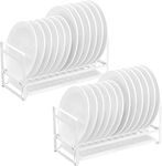 E-ROOM TREND White Dish Rack 2 Pack Plate and Utensil Shelf, Detachable Stainless Steel Dish drainer Drying Rack for Kitchen Countertop Cabinet (DR345W)