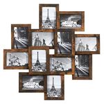 SONGMICS 12-Photo Collage Picture Frames,4 x 6 Inches Wall-Mount Photo Frame,Rustic Brown URPF022X01